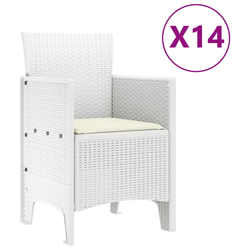 Garden Dining Set 15 pcs White Polt rattan