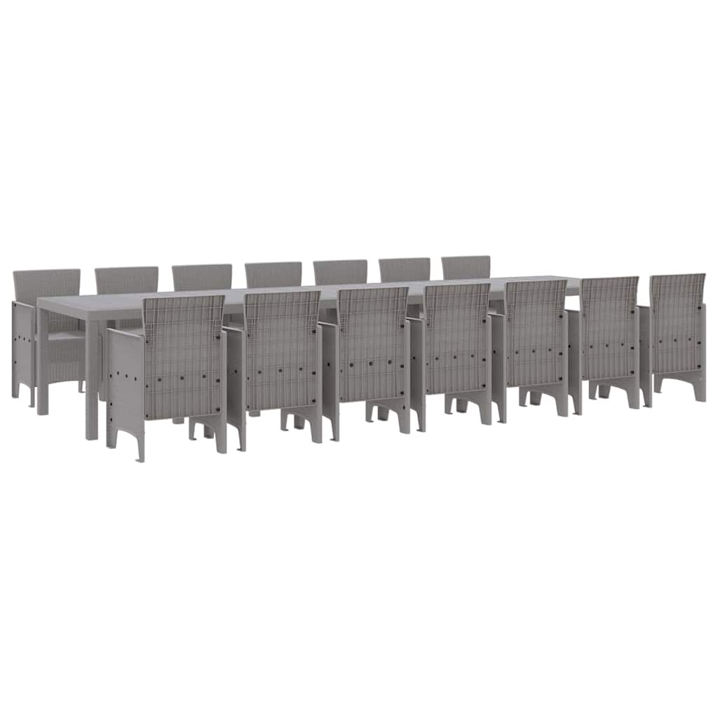 Garden Dining Set 15 pcs Light Grey Polt rattan