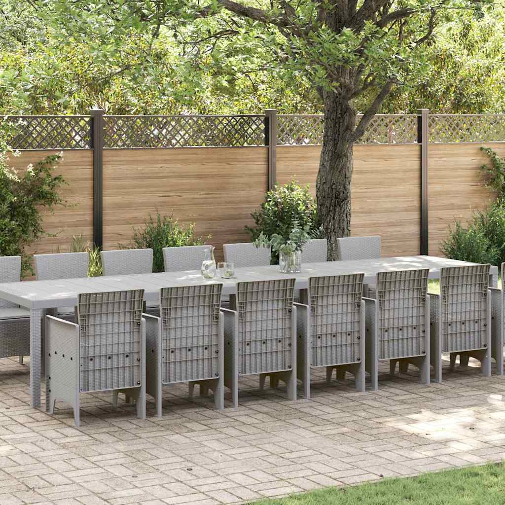 Garden Dining Set 15 pcs Light Grey Polt rattan