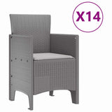 Garden Dining Set 15 pcs Light Grey Polt rattan