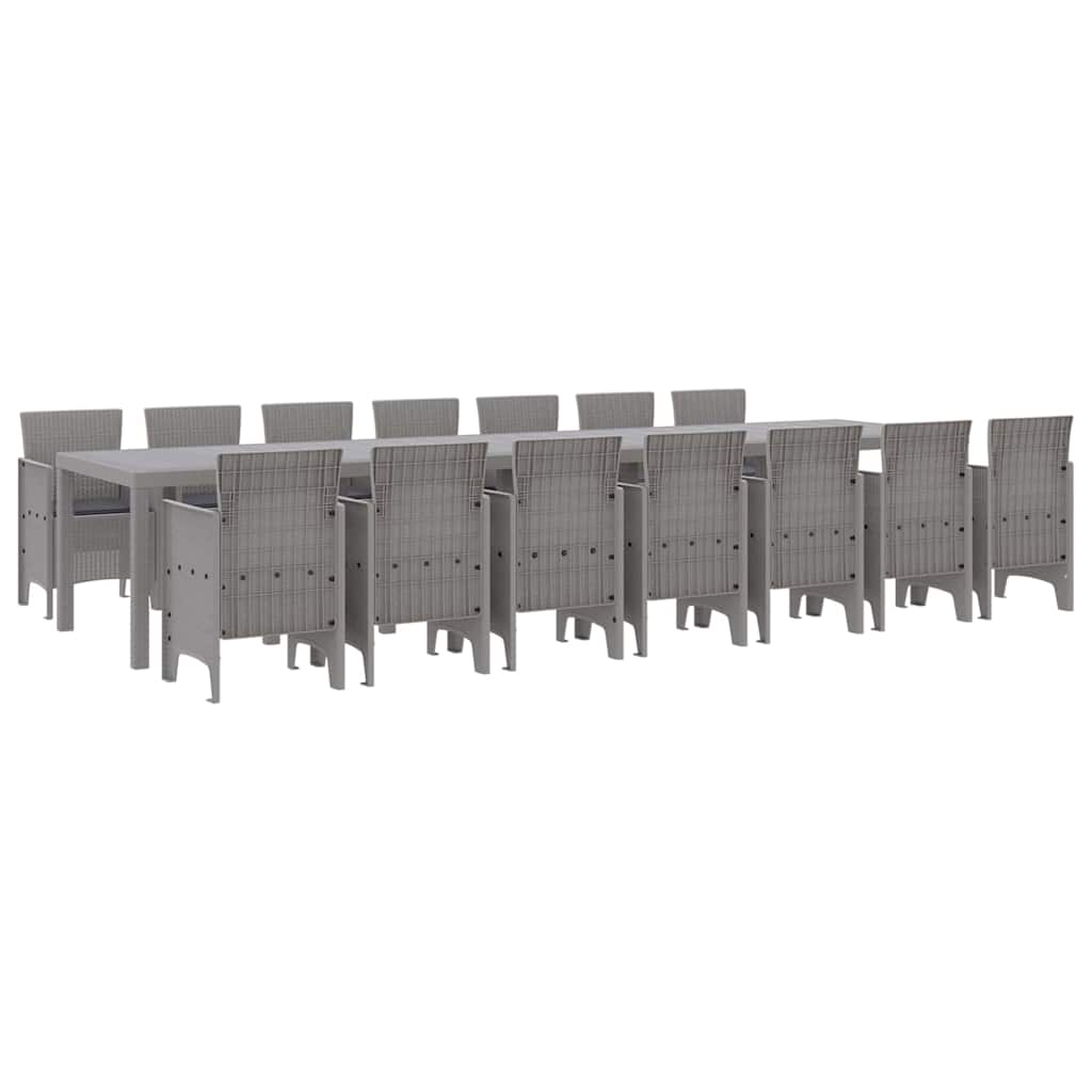 Garden Dining Set 15 pcs Light Grey Polt rattan