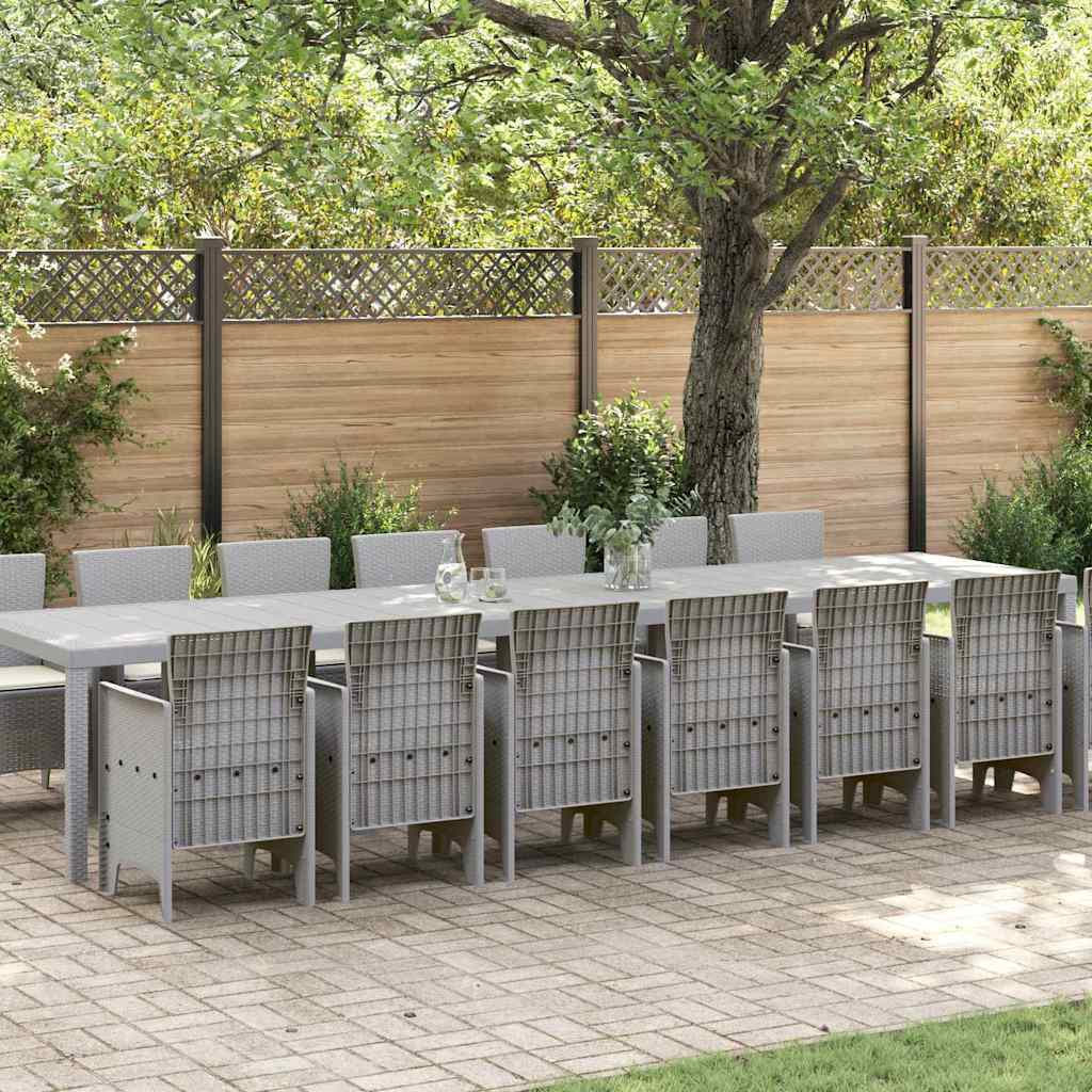 Garden Dining Set 15 pcs Light Grey Polt rattan