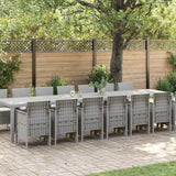 Garden Dining Set 15 pcs Light Grey Polt rattan