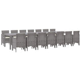 Garden Dining Set 15 pcs Light Grey Polt rattan