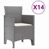 Garden Dining Set 15 pcs Light Grey Polt rattan