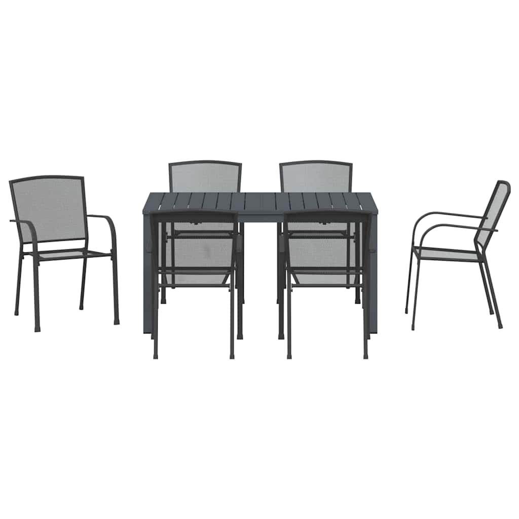 Garden Dining Set 7 pcs Anthracite Steel