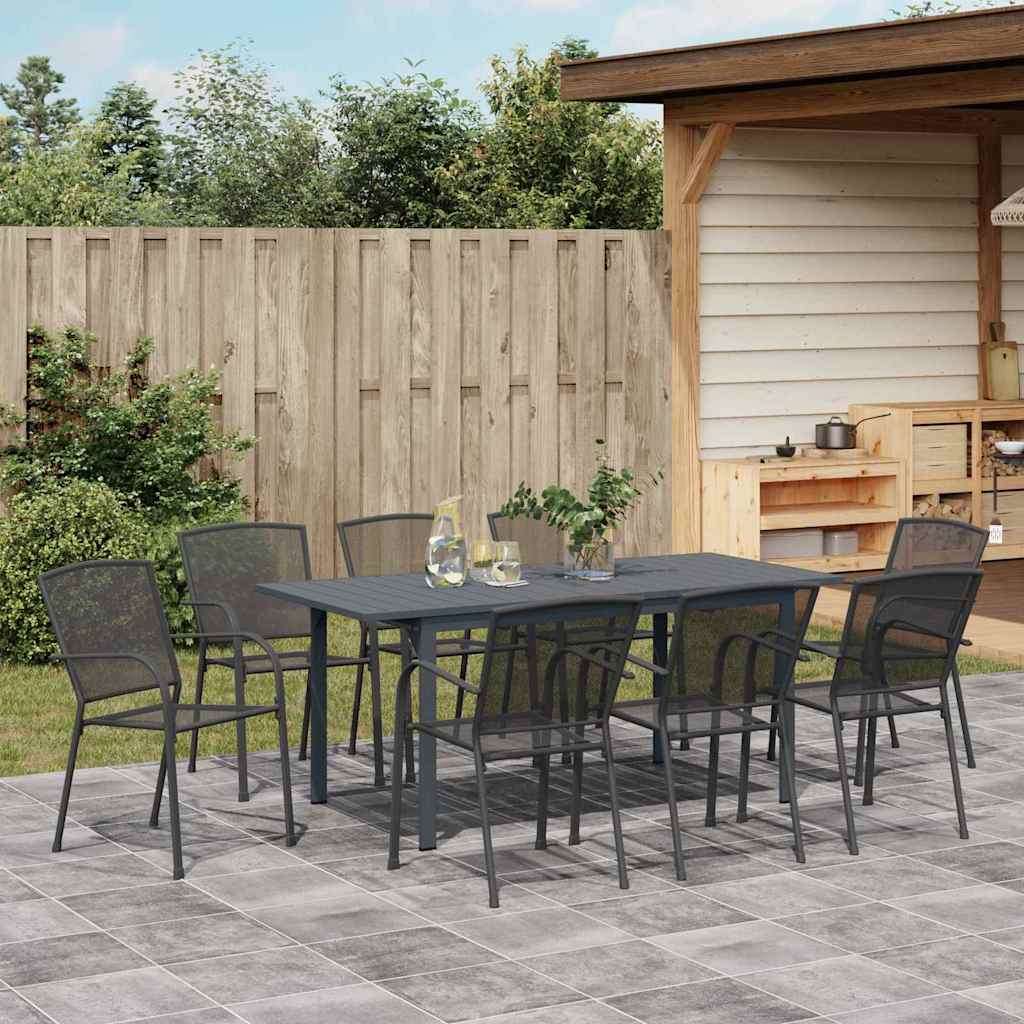 Garden Dining Set 9 pcs Anthracite Steel