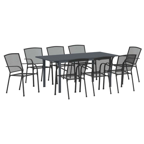 Garden Dining Set 9 pcs Anthracite Steel
