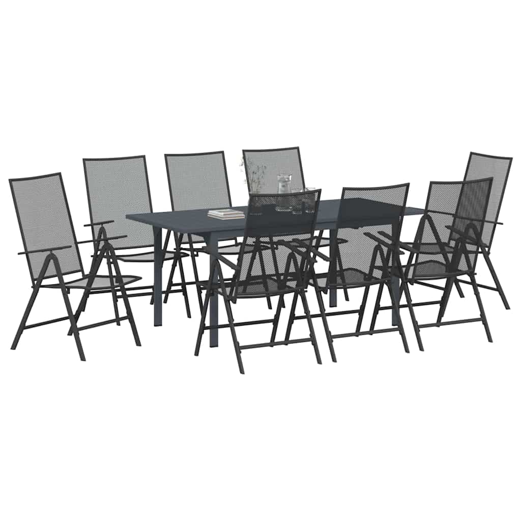 Garden Dining Set 9 pcs Anthracite Steel