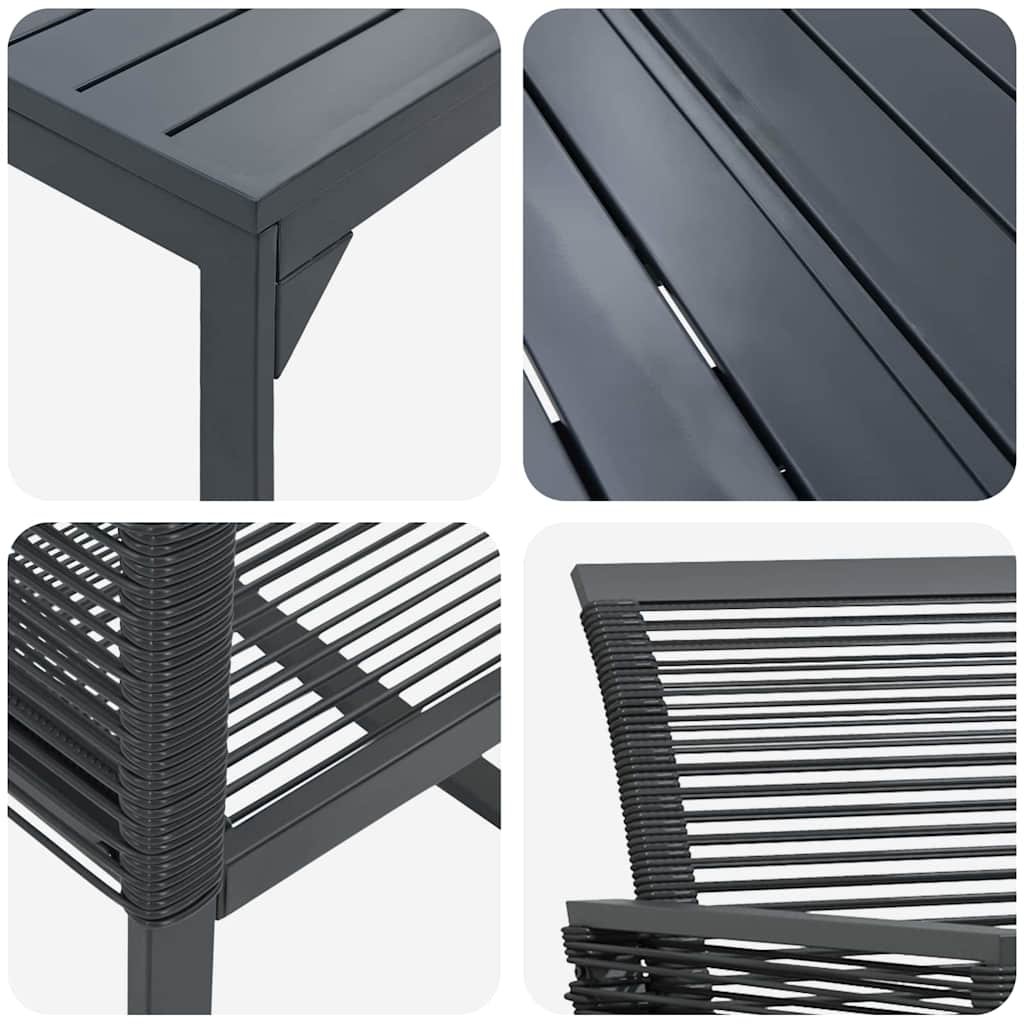Garden Dining Set 7 pcs Black Steel and poly rattan