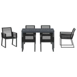 Garden Dining Set 7 pcs Black Steel and poly rattan