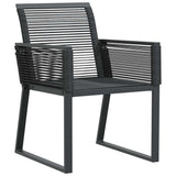 Garden Dining Set 9 pcs Black Steel and poly rattan