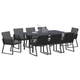 Garden Dining Set 9 pcs Anthracite Steel and poly rattan