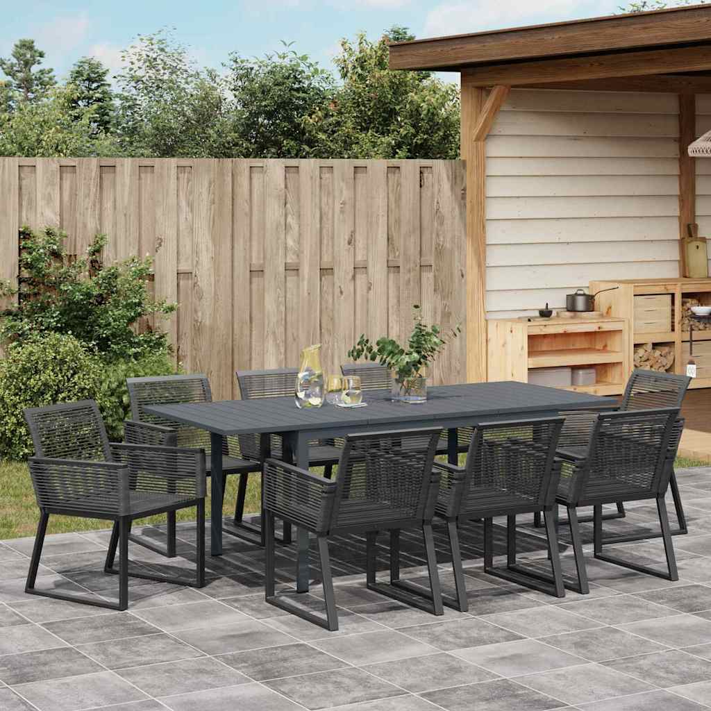 Garden Dining Set 9 pcs Black Poly rattan