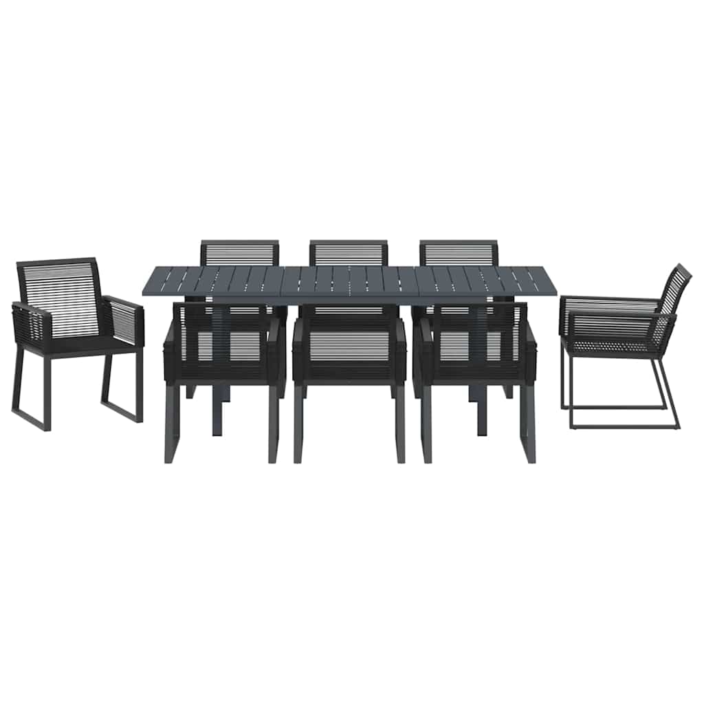 Garden Dining Set 9 pcs Black Poly rattan