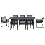 Garden Dining Set 9 pcs Black Poly Rattan