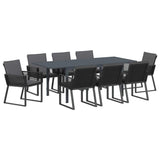 Garden Dining Set 9 pcs Black Poly rattan