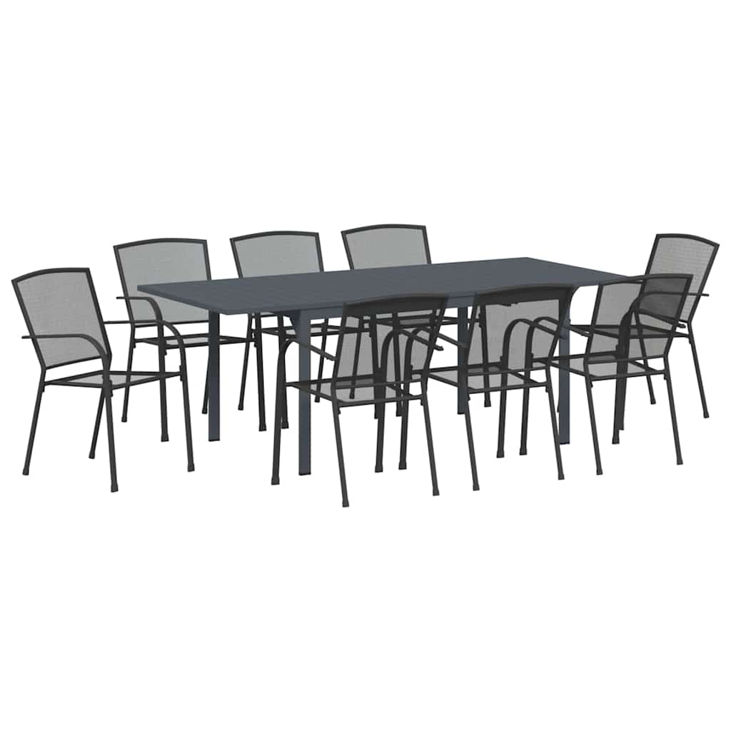 Garden Dining Set 9 pcs Steel