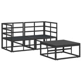 Garden Sofa Set with Cushion 3 pcs Black Aluminium
