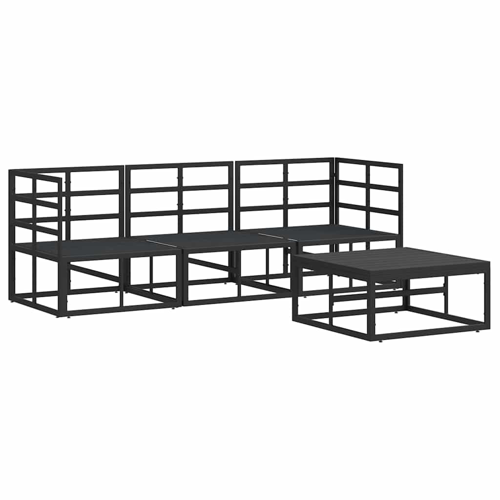 Garden Sofa Set with Cushion 4 pcs Black Aluminium