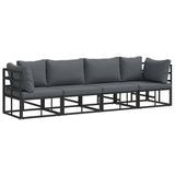 Garden Sofa Set with Cushion 4 pcs Black Aluminium