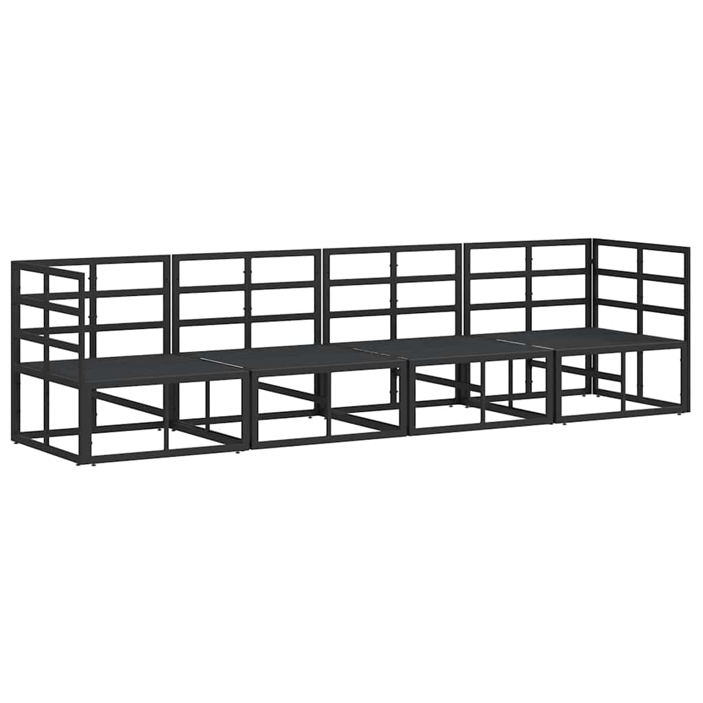 Garden Sofa Set with Cushion 4 pcs Black Aluminium