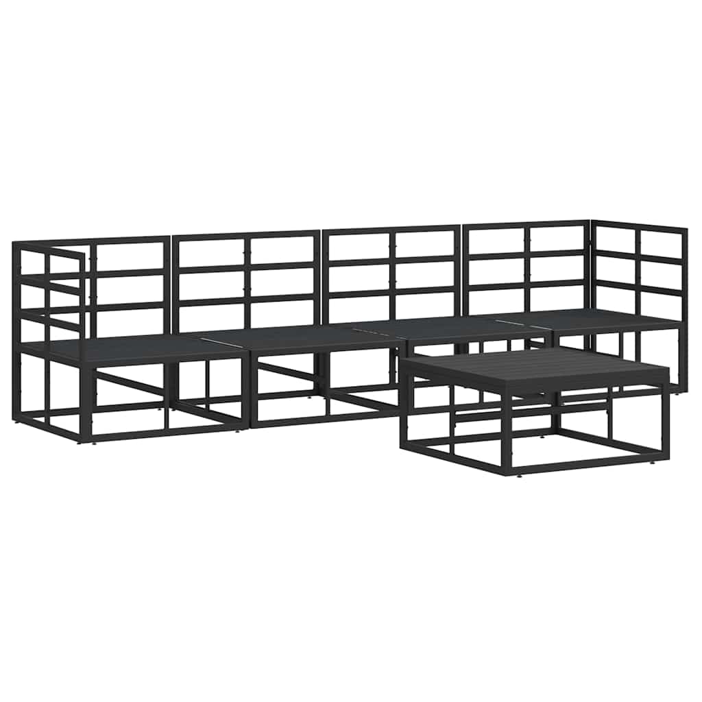 Garden Sofa Set with Cushion 5 pcs Black Aluminium