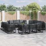 Garden Sofa Set with Cushion 12 pcs Black Aluminium