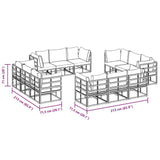 Garden Sofa Set with Cushion 12 pcs Black Aluminium