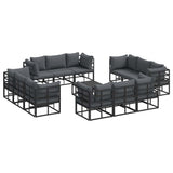 Garden Sofa Set with Cushion 13 pcs Black Aluminium