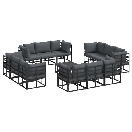 Garden Sofa Set with Cushion 13 pcs Black Aluminium