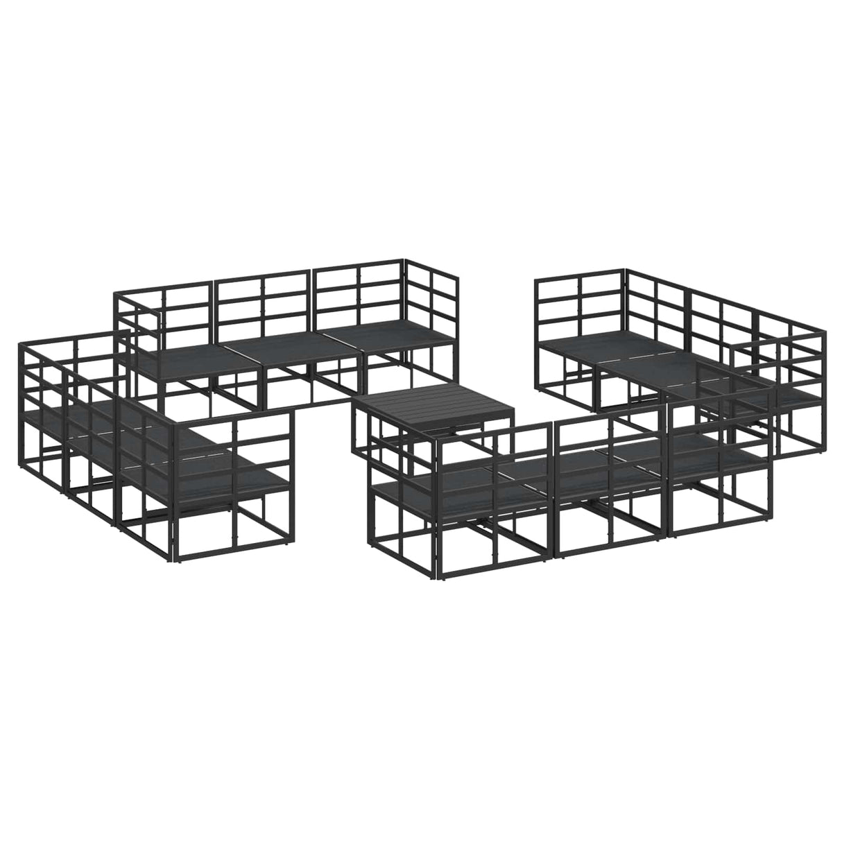 Garden Sofa Set with Cushion 13 pcs Black Aluminium