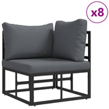 Garden Sofa Set with Cushion 13 pcs Black Aluminium