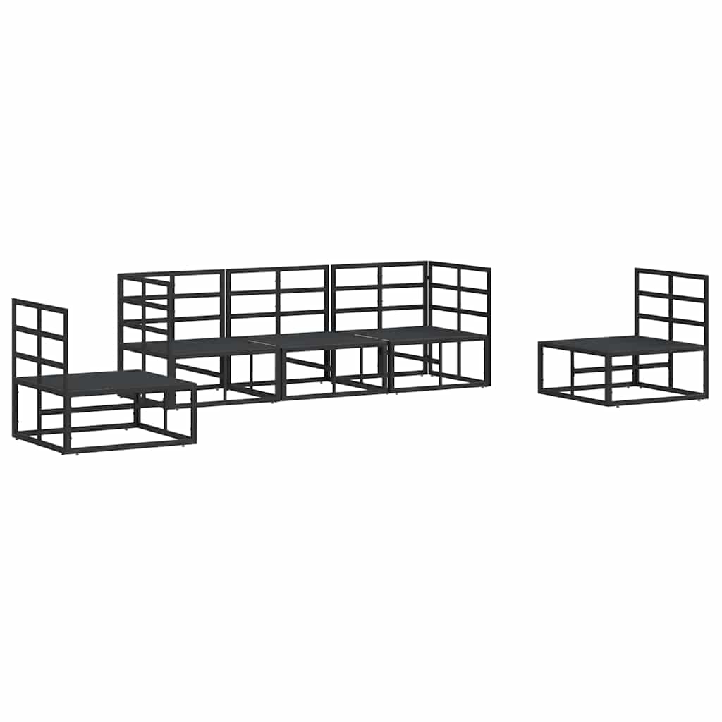 Garden Sofa Set with Cushion 5 pcs Black Aluminium