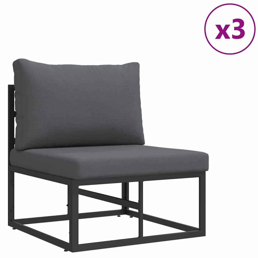 Garden Sofa Set with Cushion 6 pcs Black Aluminium