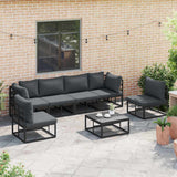 Garden Sofa Set with Cushion Black Aluminium