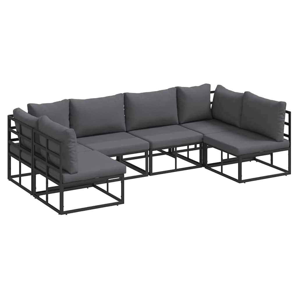 Garden Sofa Set with Cushion Black Aluminium
