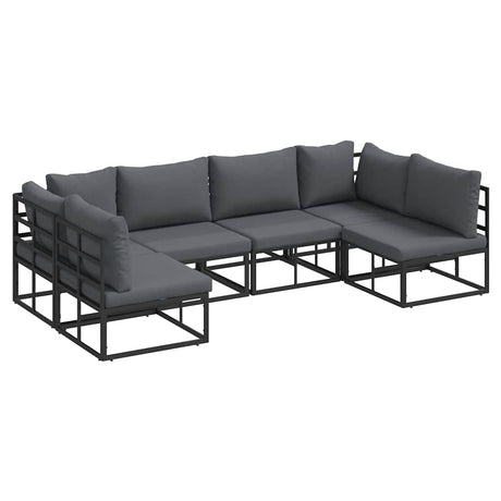 Garden Sofa Set with Cushion Black Aluminium