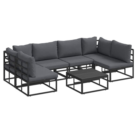 Garden Sofa Set with Cushion 7 pcs Black Aluminium