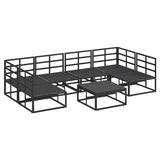Garden Sofa Set with Cushion 7 pcs Black Aluminium