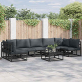Garden Sofa Set with Cushion 7 pcs Black Aluminium