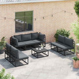 Garden Sofa Set with Cushion 7 pcs Black Aluminium