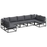 Garden Sofa Set with Cushion 7 pcs Black Aluminium