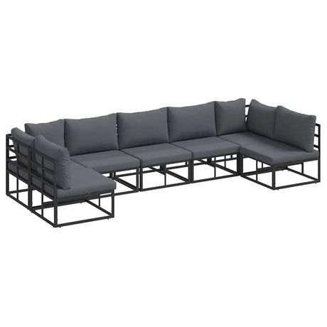 Garden Sofa Set with Cushion 7 pcs Black Aluminium