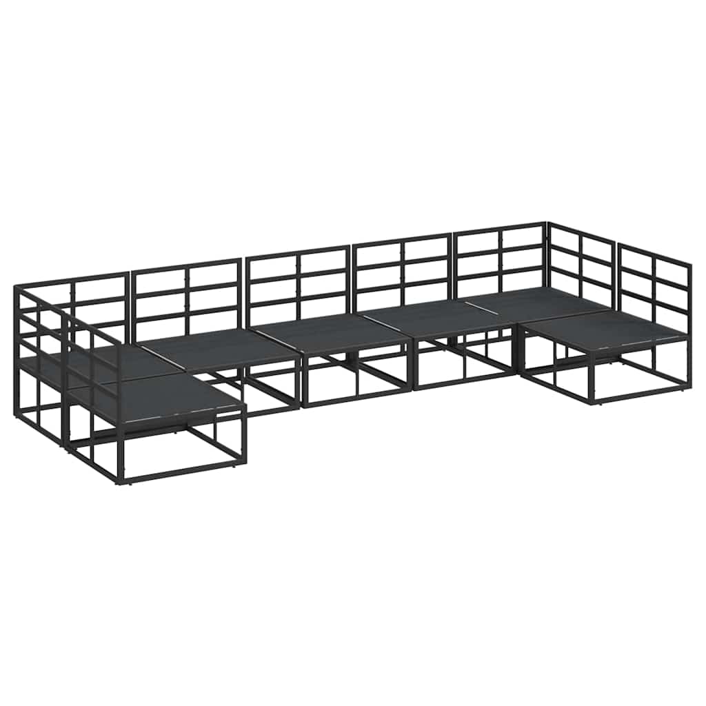 Garden Sofa Set with Cushion 7 pcs Black Aluminium