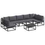 Garden Sofa Set with Cushion 8 pcs Black Aluminium