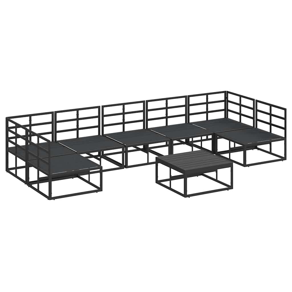 Garden Sofa Set with Cushion 8 pcs Black Aluminium