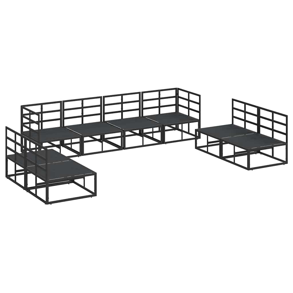 Garden Sofa Set with Cushion 8 pcs Black Aluminium
