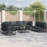 Garden Sofa Set with Cushion 9 pcs Black Aluminium