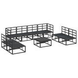 Garden Sofa Set with Cushion 9 pcs Black Aluminium